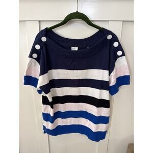 Women's Cabi Short Sleeve Sailor Sweater Striped Size M